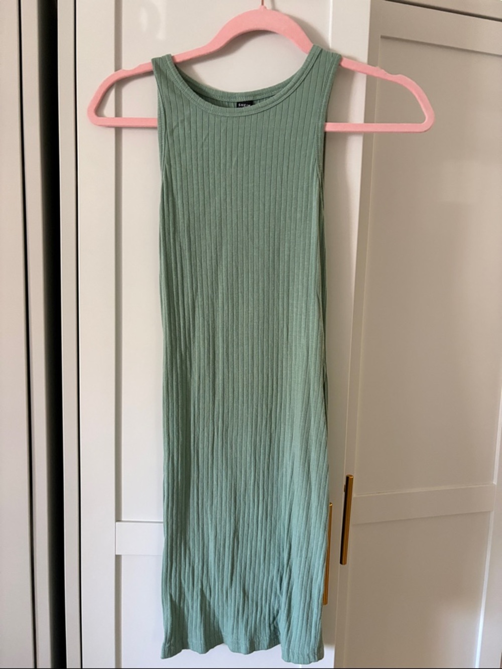 Ribbed Sleeveless Midi Dress - Sage Green